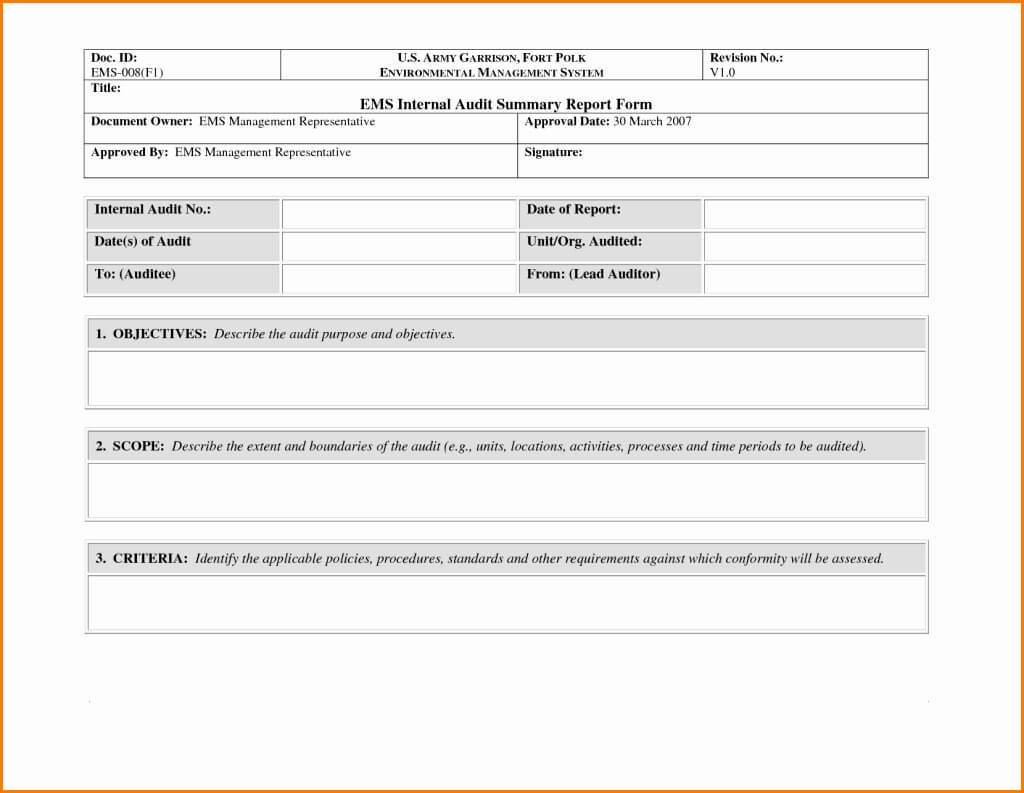 Sample Internal Audit Report In Sample Hr Audit Report Template