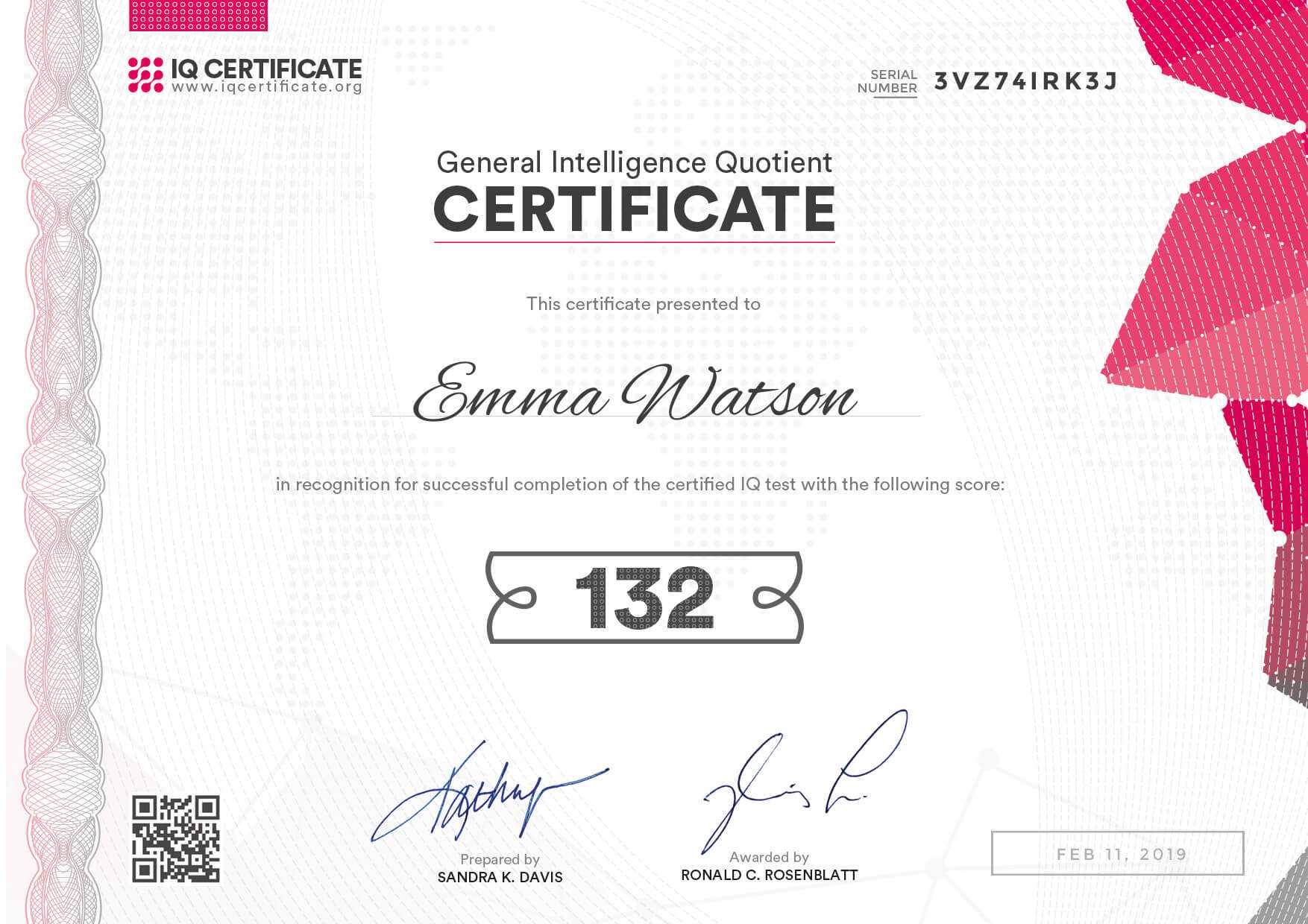 Sample Iq Certificate – Get Your Iq Certificate! Regarding Iq Certificate Template
