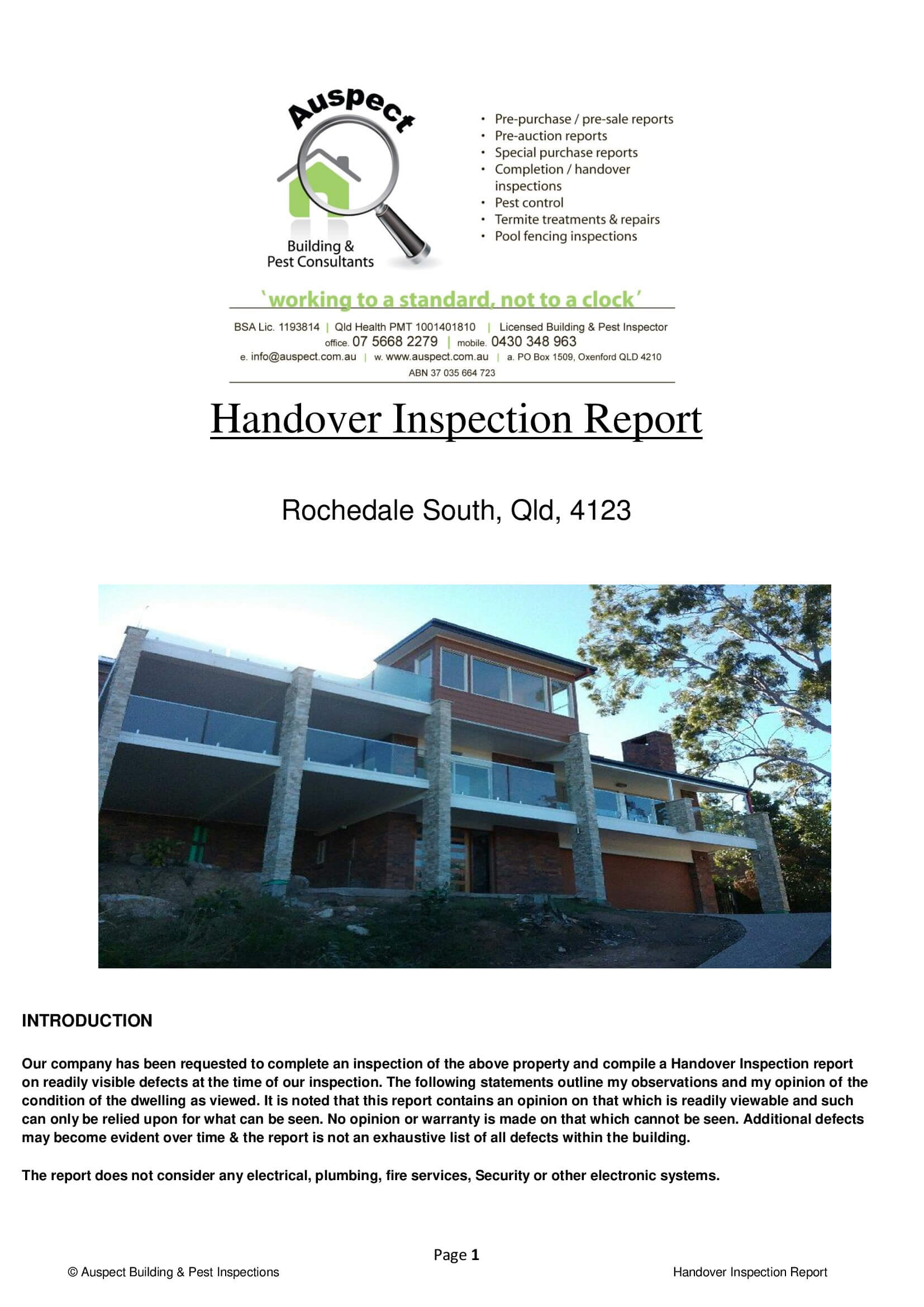 Sample Reports · Auspect Home Inspections Inside Pre Purchase Building Inspection Report Template