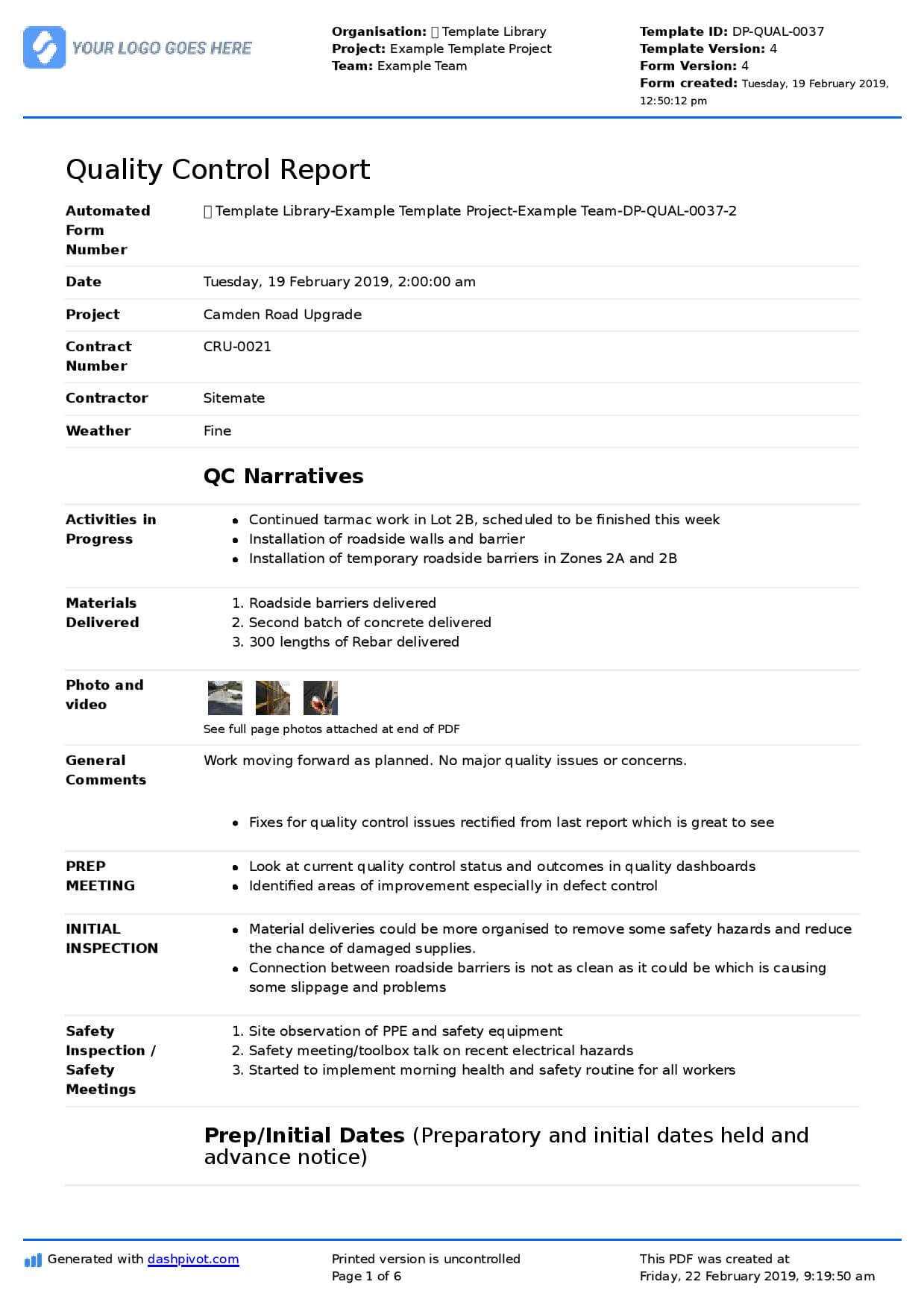 Sample Safety Report Format Qa Qc Template And With Throughout Annual Health And Safety Report Template