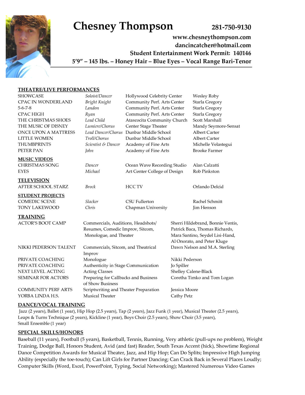 Sample Theater Resume 10 Musical Theatre Cia3India Com How Throughout Theatrical Resume Template Word