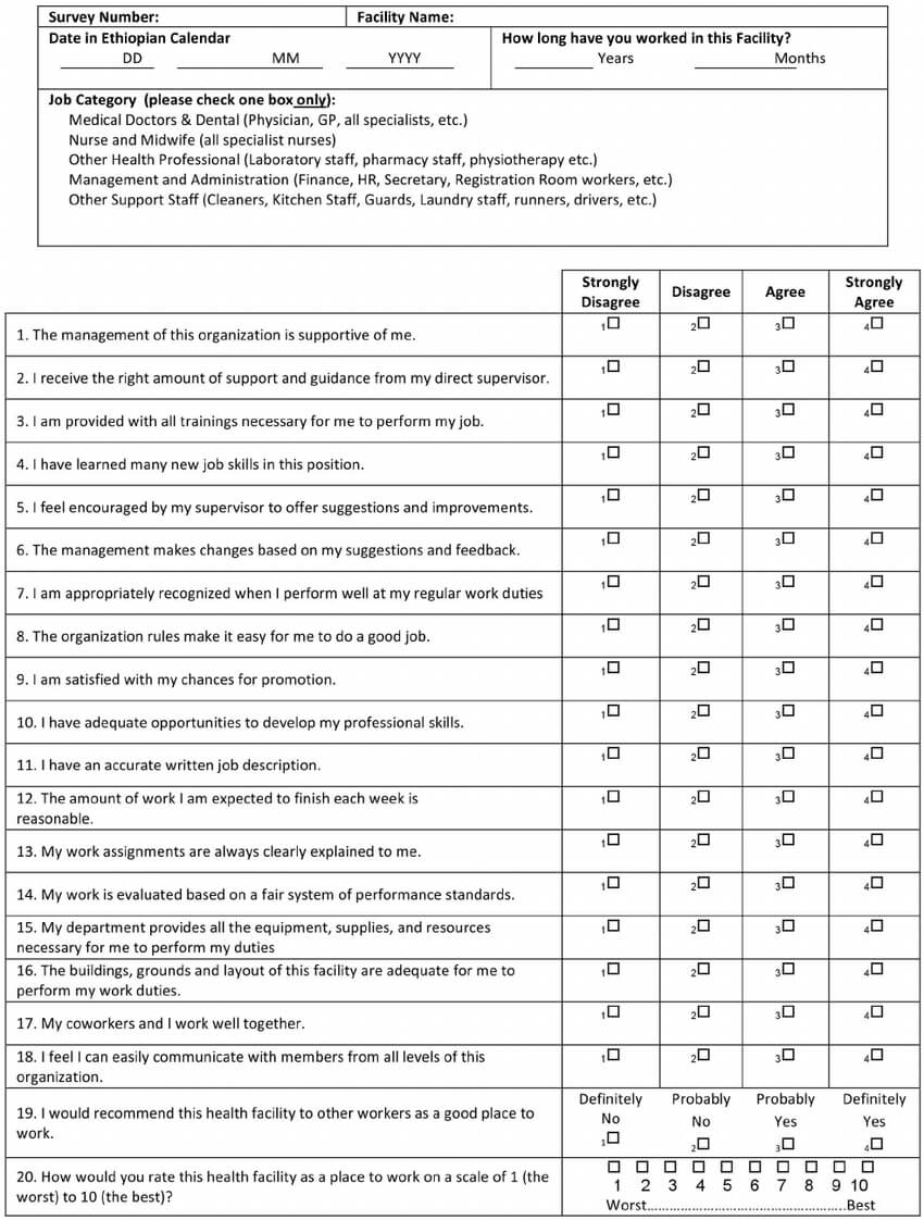 Satisfaction Of Employees In Health Care (Sehc) Survey Intended For Employee Satisfaction Survey Template Word