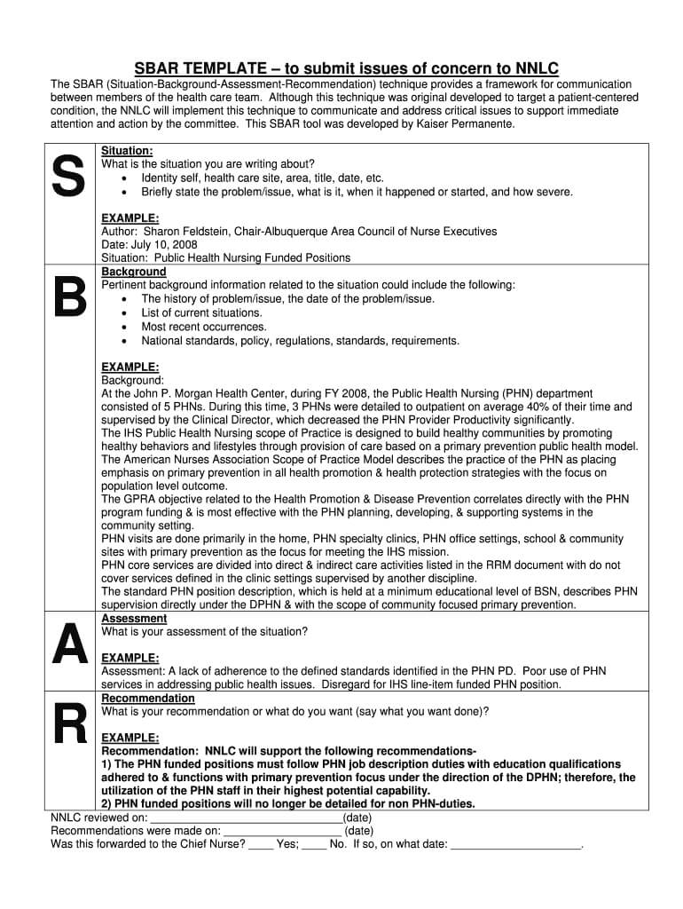 Sbar Free Printable – Fill Online, Printable, Fillable With Regard To Sbar Template Word