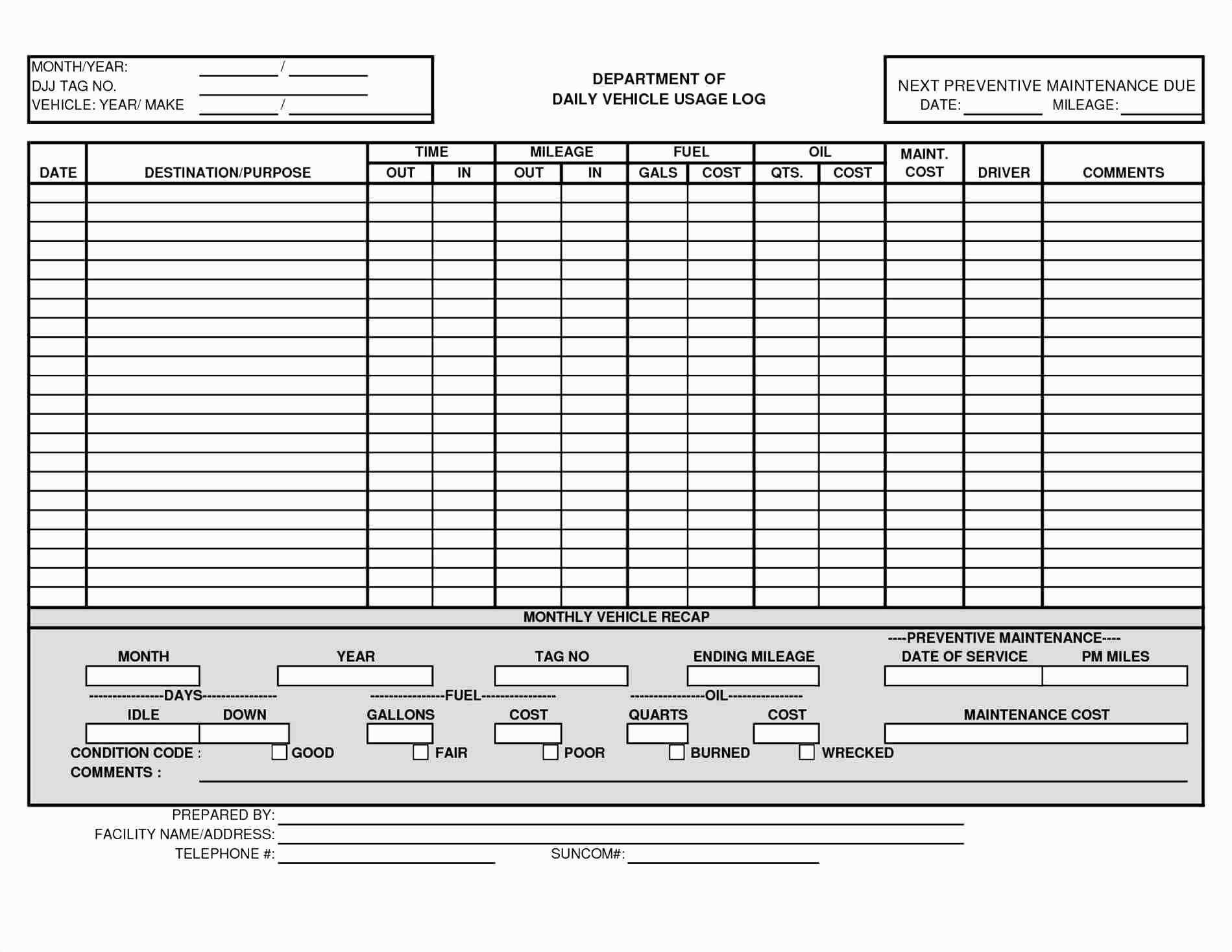 Schedule Template Driver Excel Vehicle Fleet Management Intended For Fleet Management Report Template