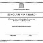 Scholarship Award Certificate intended for Scholarship Certificate Template