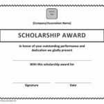 Scholarship Award Certificate Intended For Scholarship Certificate Template