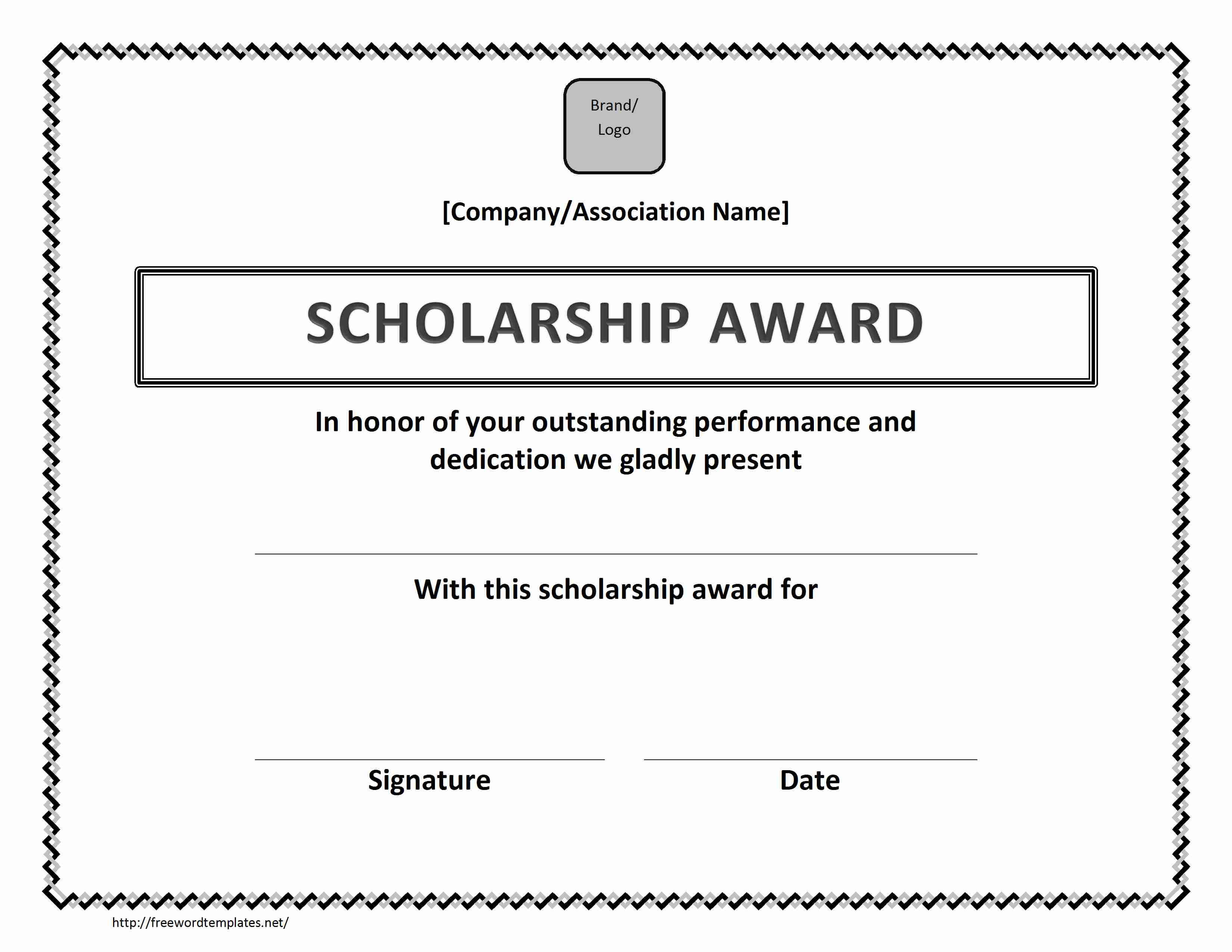 Scholarship Award Certificate Regarding Scholarship Certificate Template Word