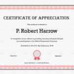 School Appreciation Certificate Template Regarding In Appreciation Certificate Templates