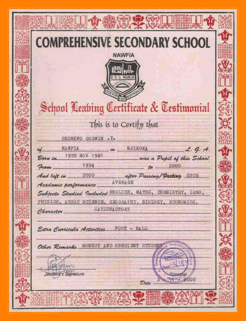 School Leaving Certificate Format.school Leaving Certificate For School Leaving Certificate Template