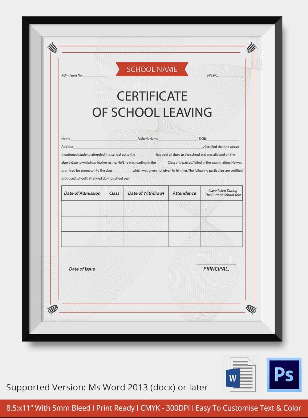 School Leaving Certificate Template | Certificate Templates In School Leaving Certificate Template