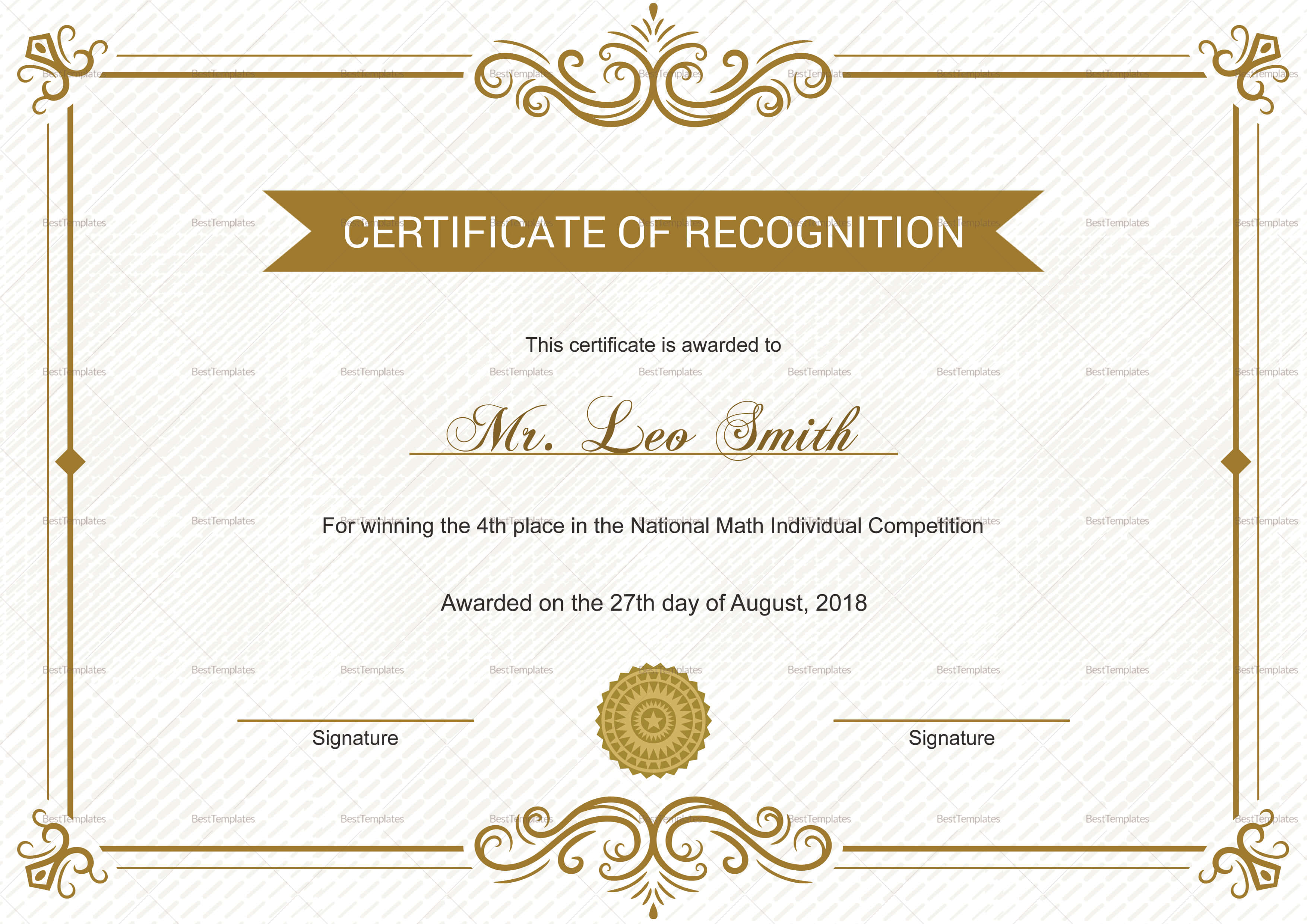 School Recognition Certificate Template For Certificate Templates For School