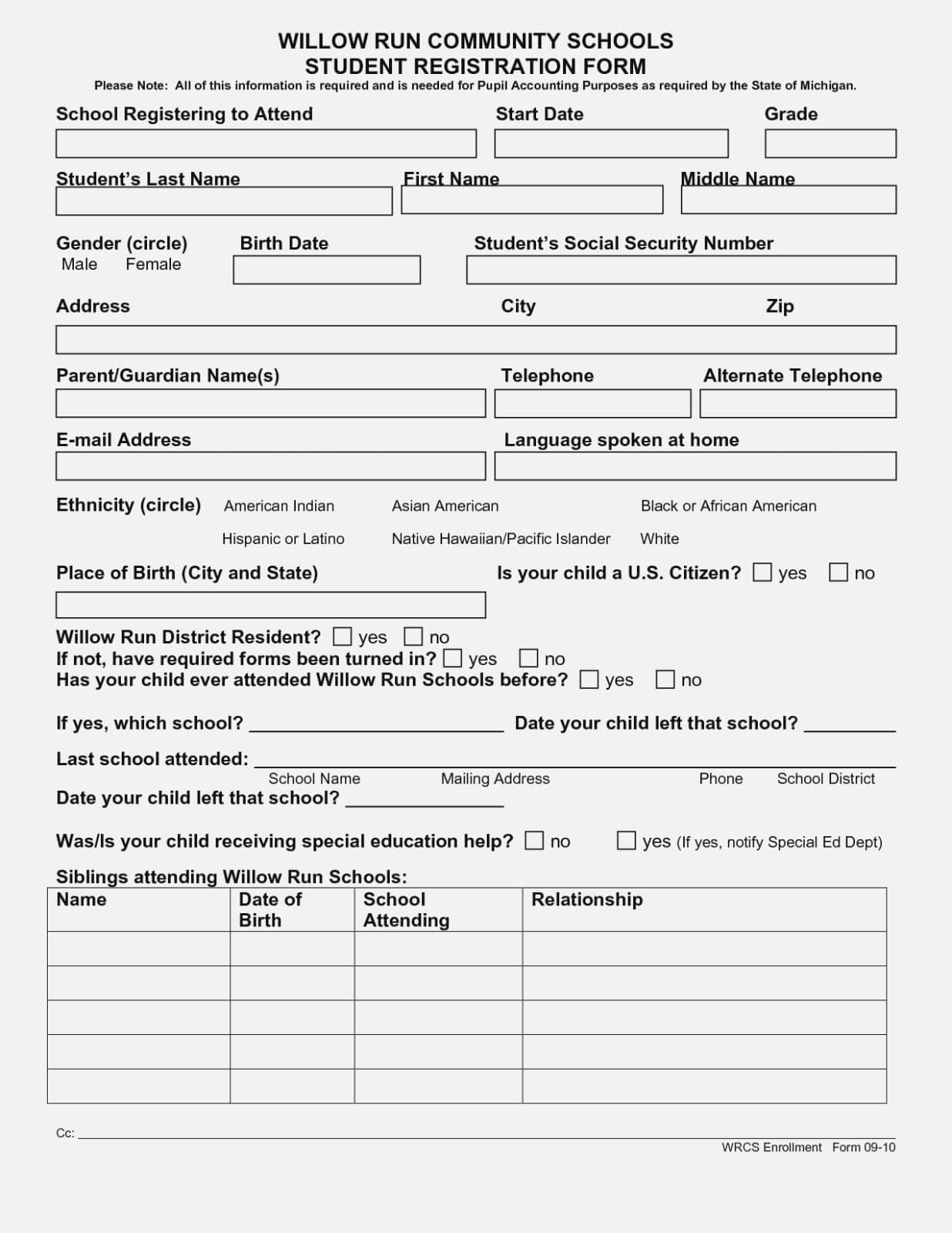 School Registration Form Template Word Beautiful Class Regarding School Registration Form Template Word