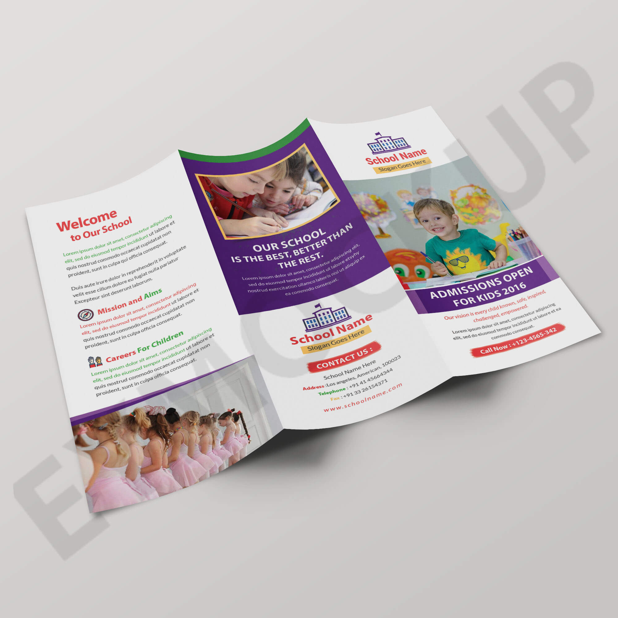 School Tri Fold Brochure Template | Eymockup Regarding Tri Fold School Brochure Template