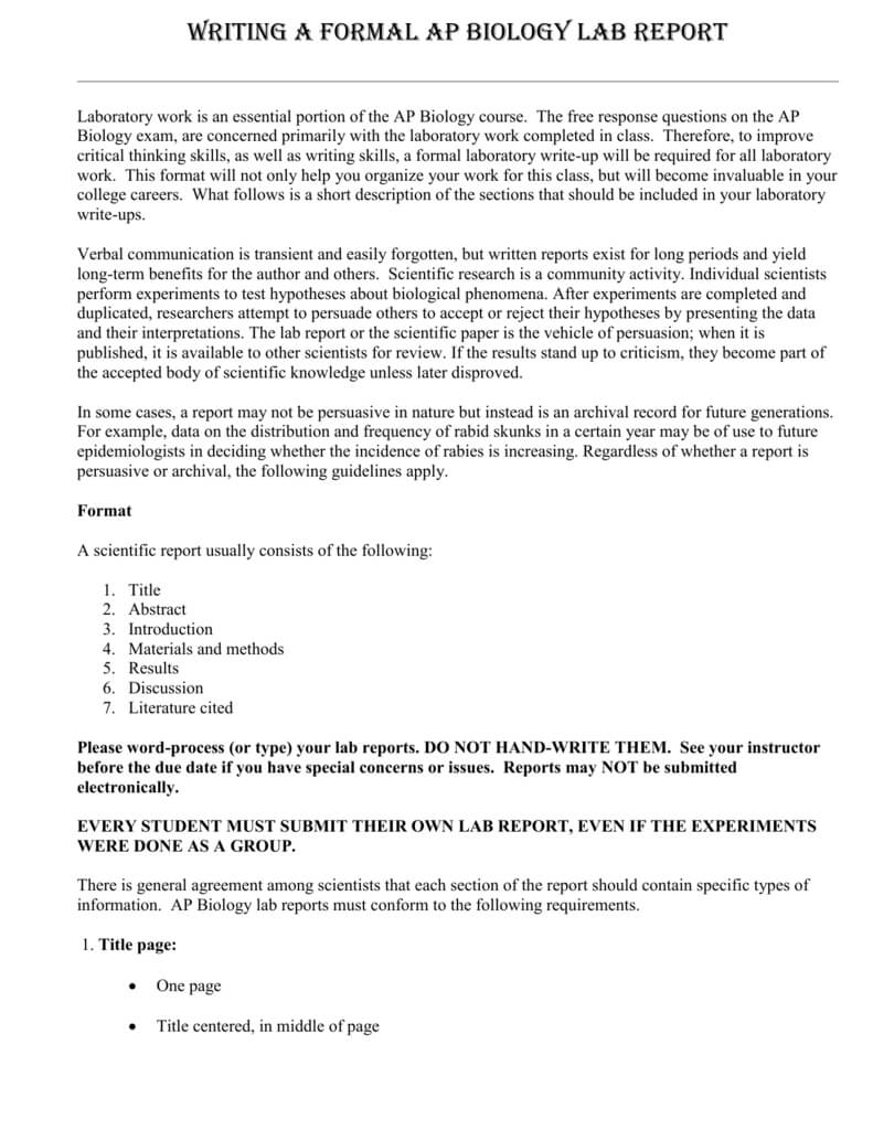 Science Lab Report Template - Pc|Mac In Science Experiment Report Template