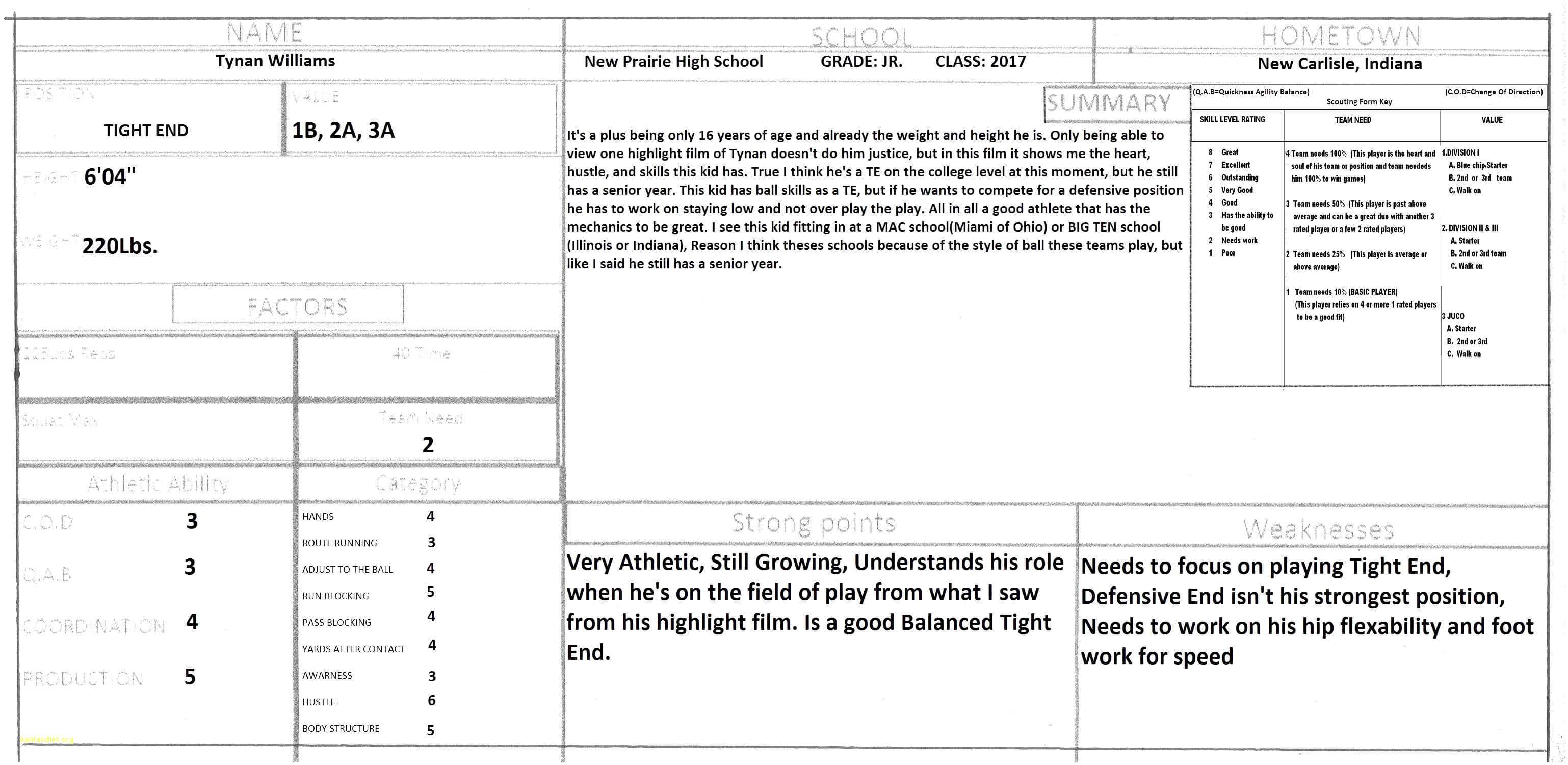 Scouting Report Template Hockey Printable Basketball Youth Pertaining To Baseball Scouting Report Template