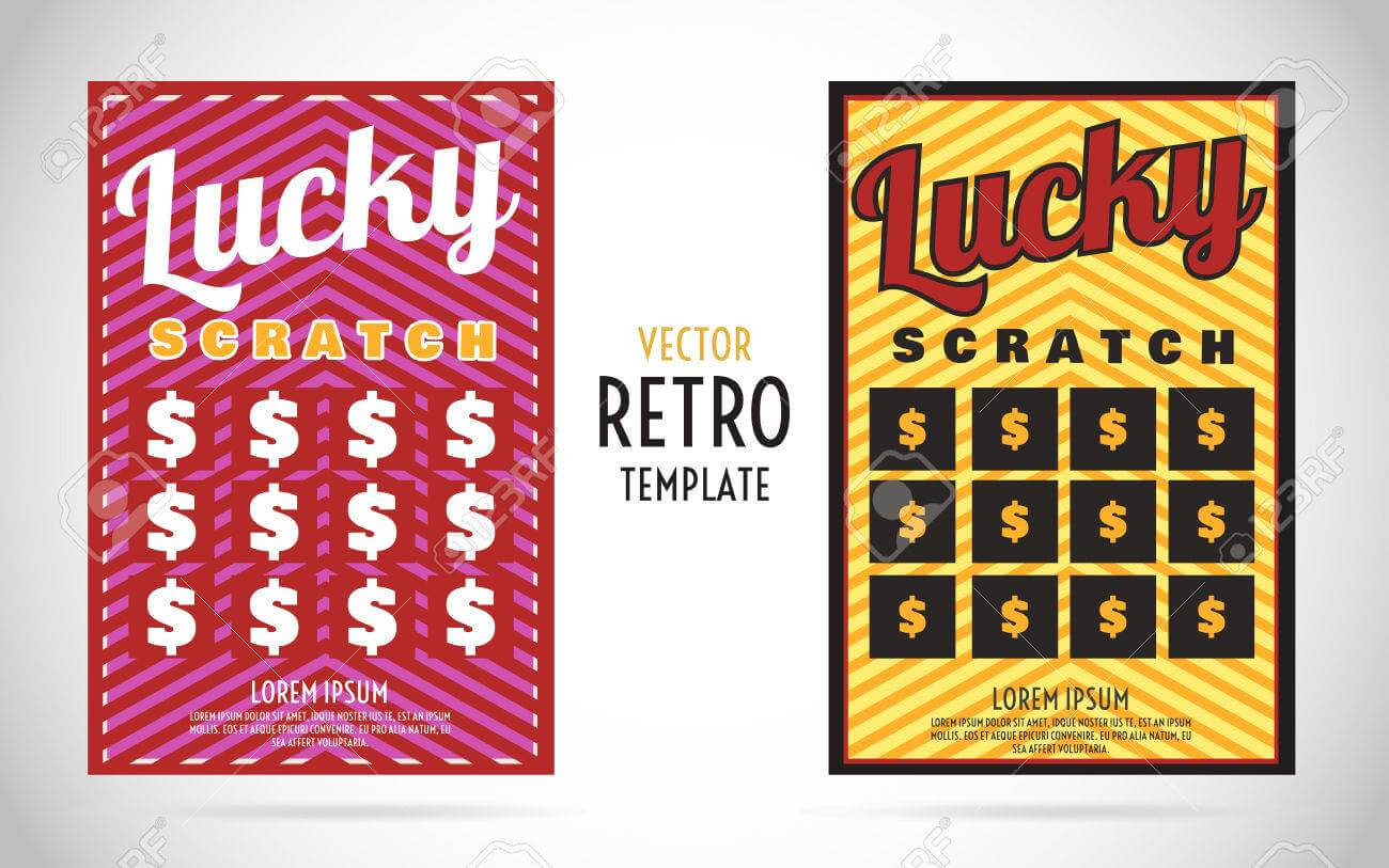 Scratch Off Lottery Card Or Ticket. Vector Color Design Template In Scratch Off Card Templates