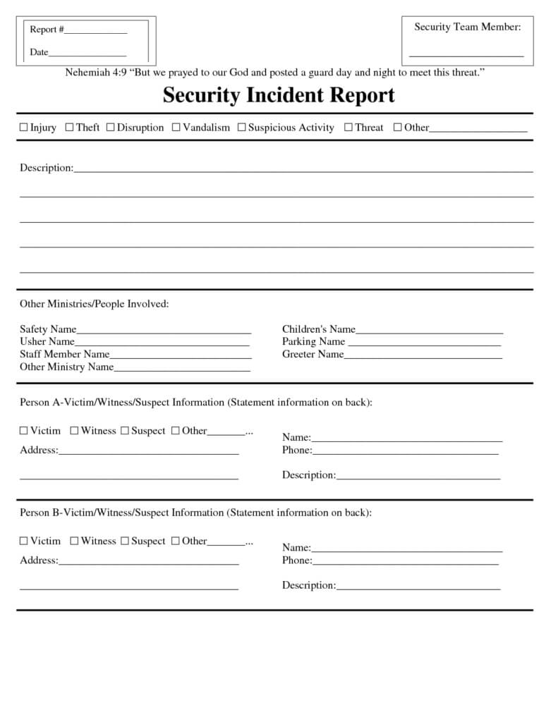 Security Incident Report Form Sample Template Word Response Pertaining To Incident Report Form Template Word