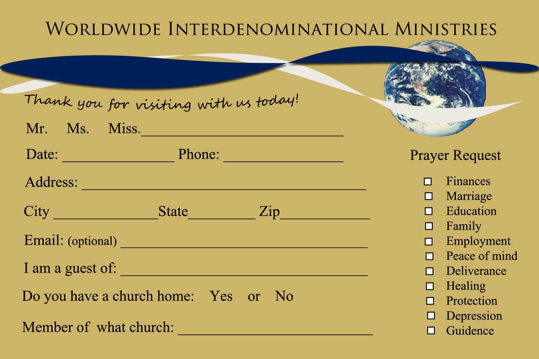 Send Your First Time Church Visitor A Followup Letter For Church Visitor Card Template