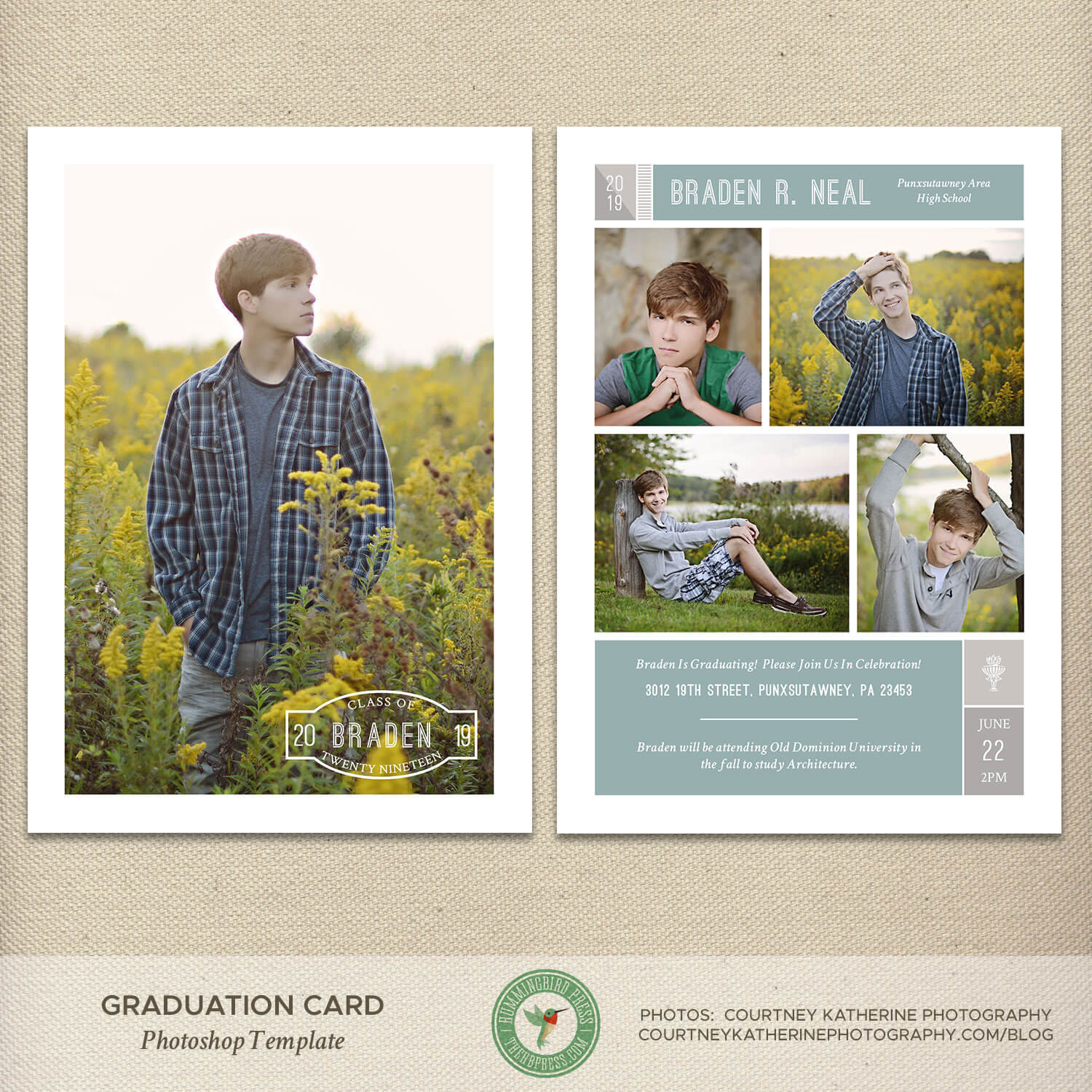 Senior Graduation Card Template, Graduation Announcement, Open House  Invitation, High School, College, Grad, Photo Card – G35 For Dominion Card Template