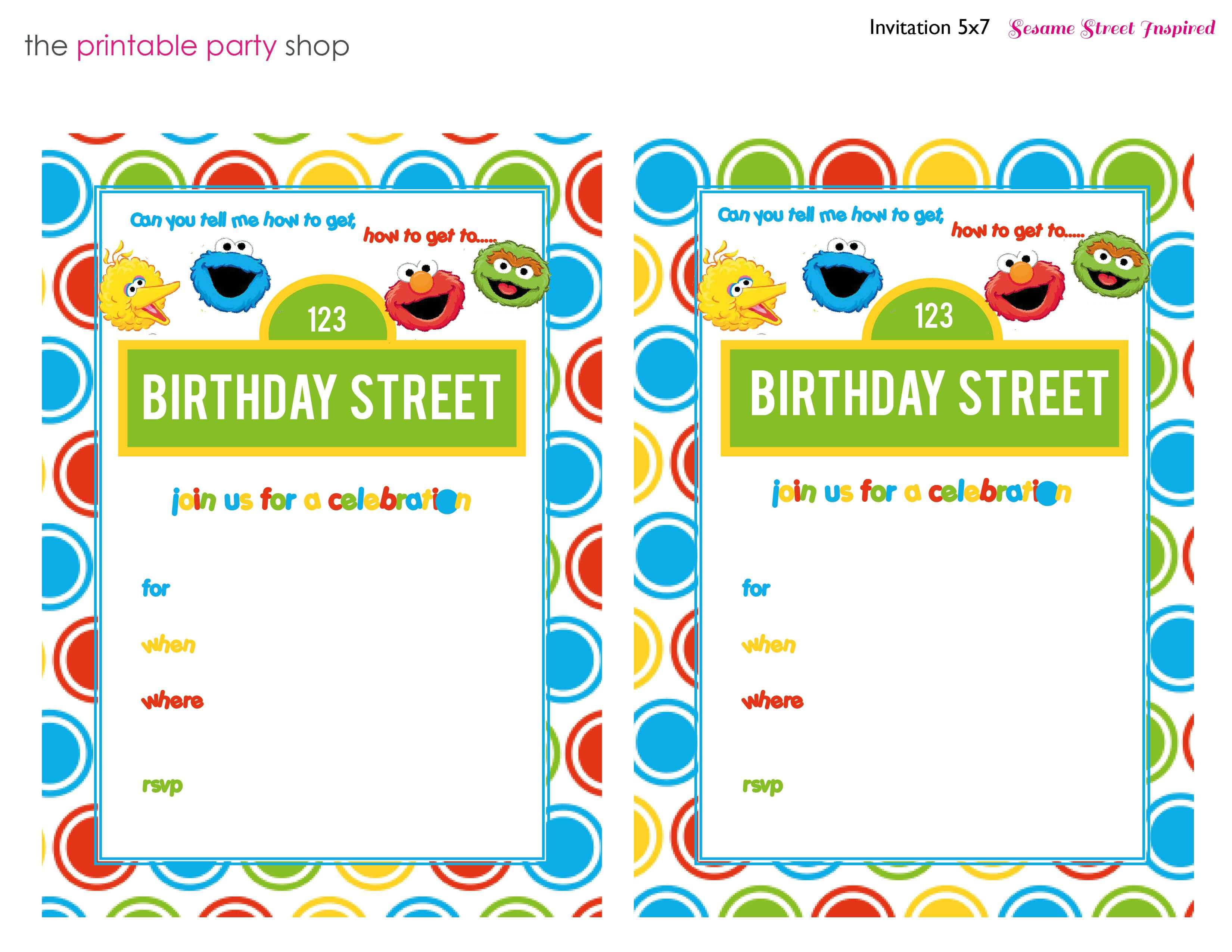 Sesame Street Printable Invitation Diy Fill In The Blank Throughout Sesame Street Banner Template