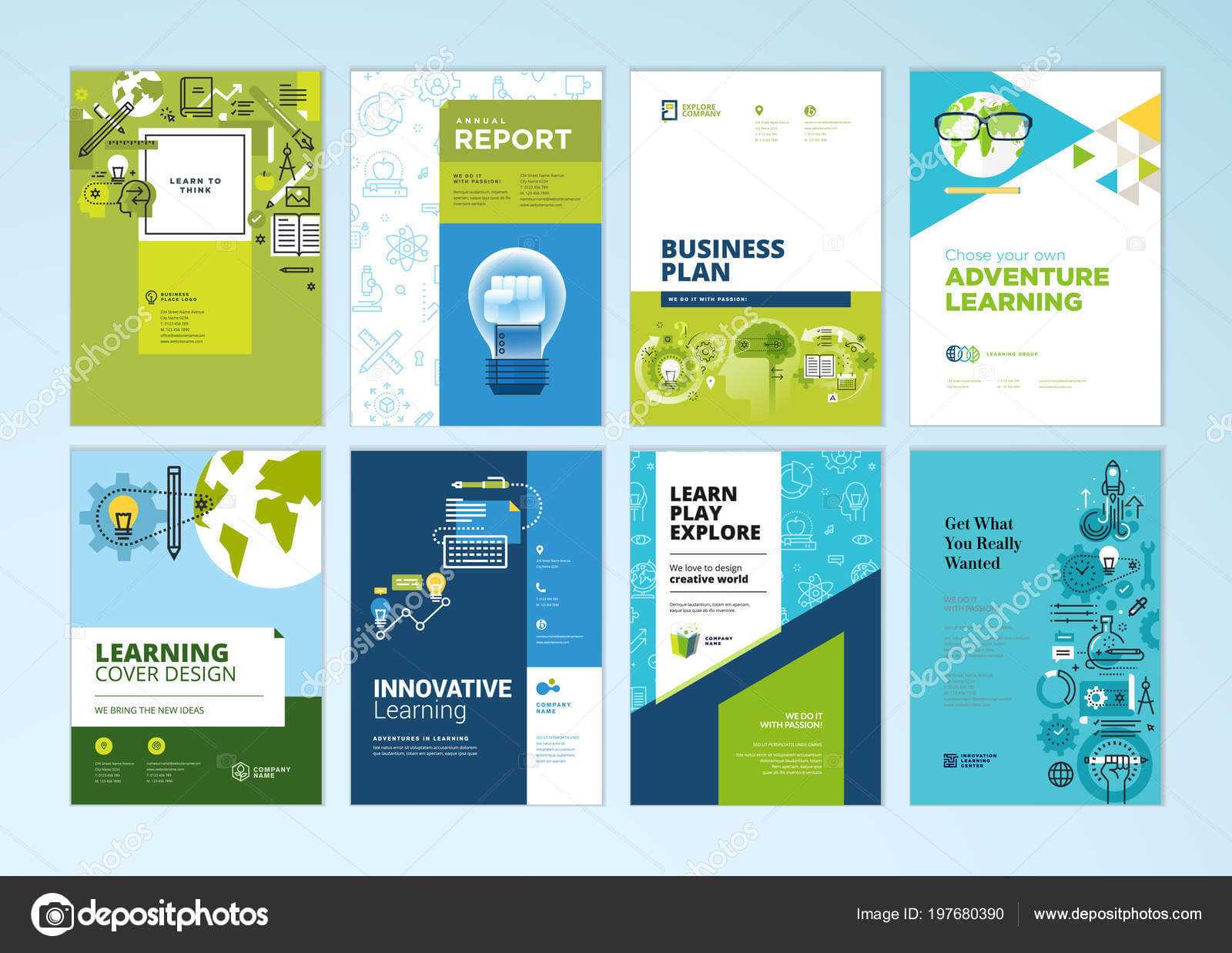 Set Brochure Design Templates Subject Education School Throughout School Brochure Design Templates