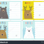 Set Cute Notes Cards Winter Vector Stock Vector (Royalty With Regard To Christmas Note Card Templates