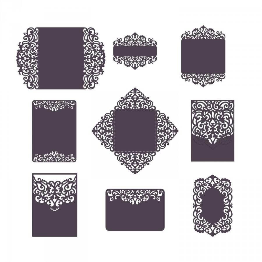 Set Laser Cut Wedding Invitation Templates Card / Envelope Intended For Silhouette Cameo Card Templates