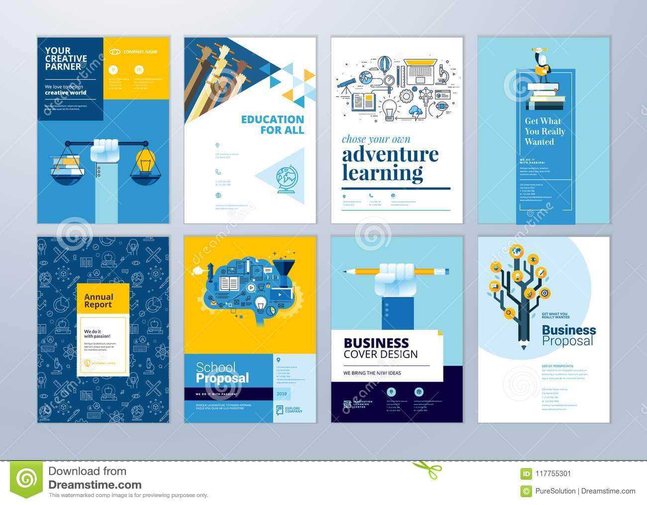 Set Of Brochure Design Templates On The Subject Of Education Pertaining To Brochure Design Templates For Education