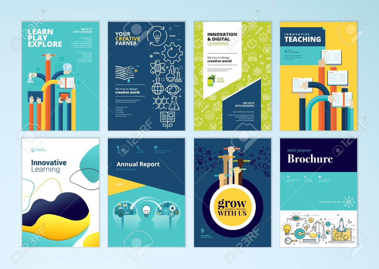 Set Of Brochure Design Templates On The Subject Of Education,.. Pertaining To School Brochure Design Templates