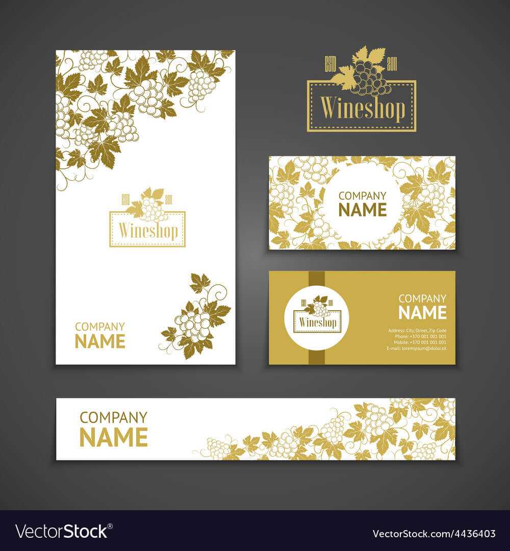 Set Of Business Cards Templates For Wine Company With Regard To Company Business Cards Templates