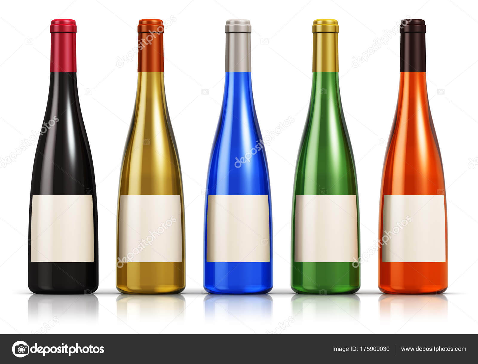 Set Of Color Glass Wine Bottles — Stock Photo © Scanrail In Blank Wine Label Template