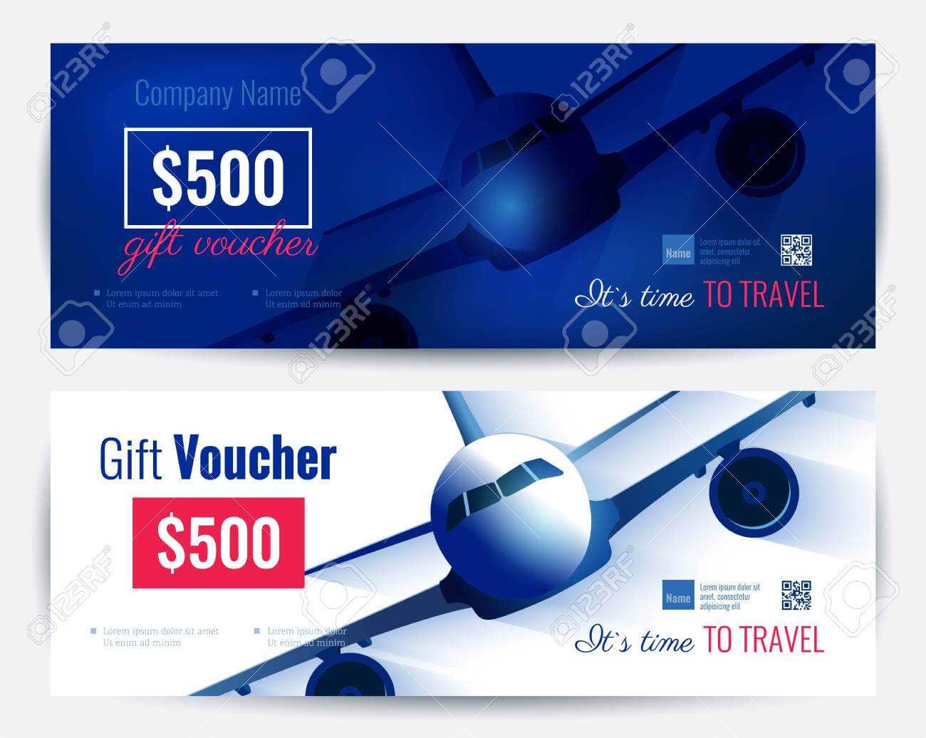 Set Of Gift Travel Voucher Template. Gift Certificate For A.. intended for Free Travel Gift Certificate Template