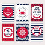 Set Of Nautical And Marine Banners And Flyers. Elegant Card Templates.. With Nautical Banner Template