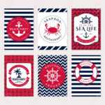 Set Of Nautical And Marine Banners And Flyers. Elegant Card Templates.. With Nautical Banner Template