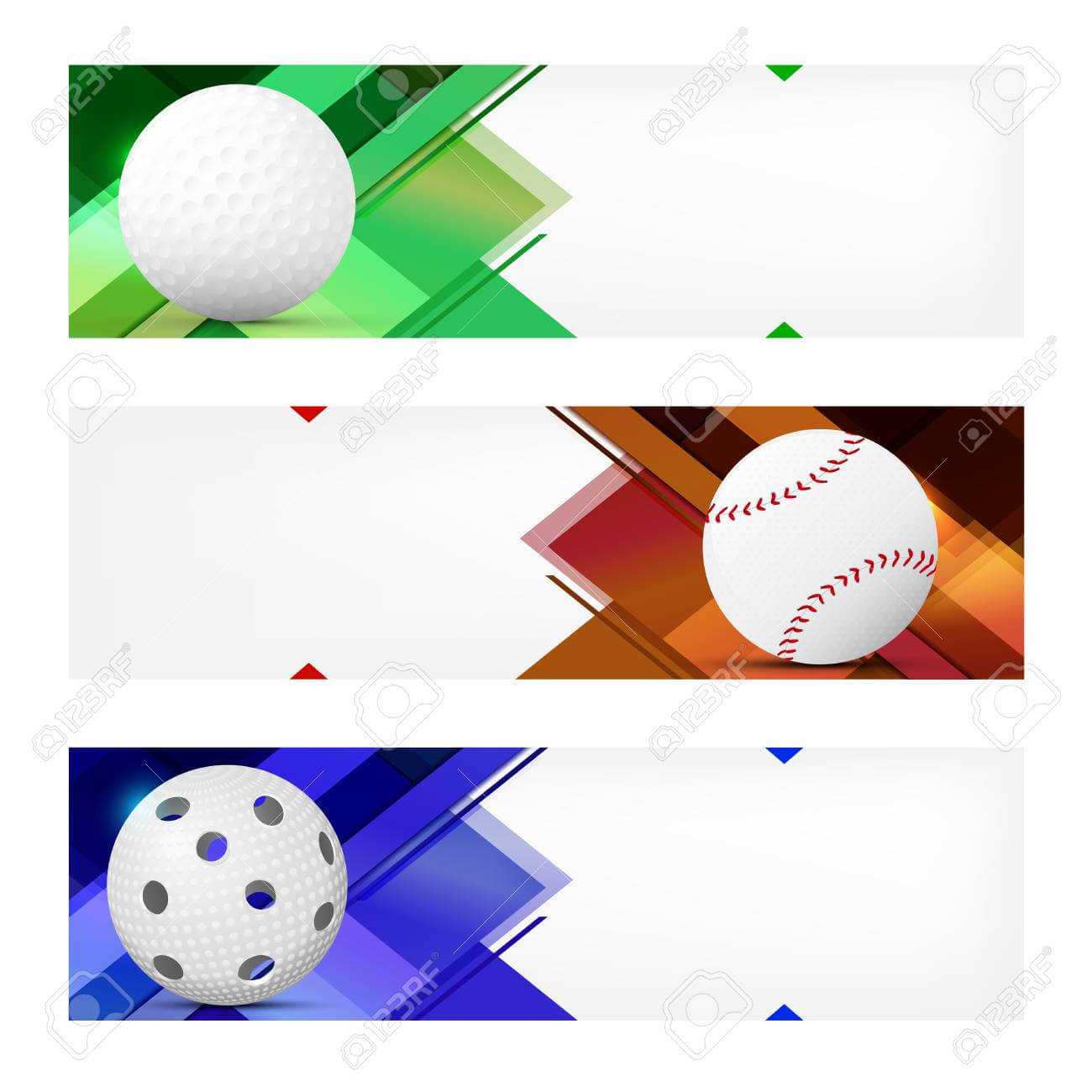 Set Of Sport Banner Templates With Ball And Sample Text In Separate.. With Regard To Sports Banner Templates