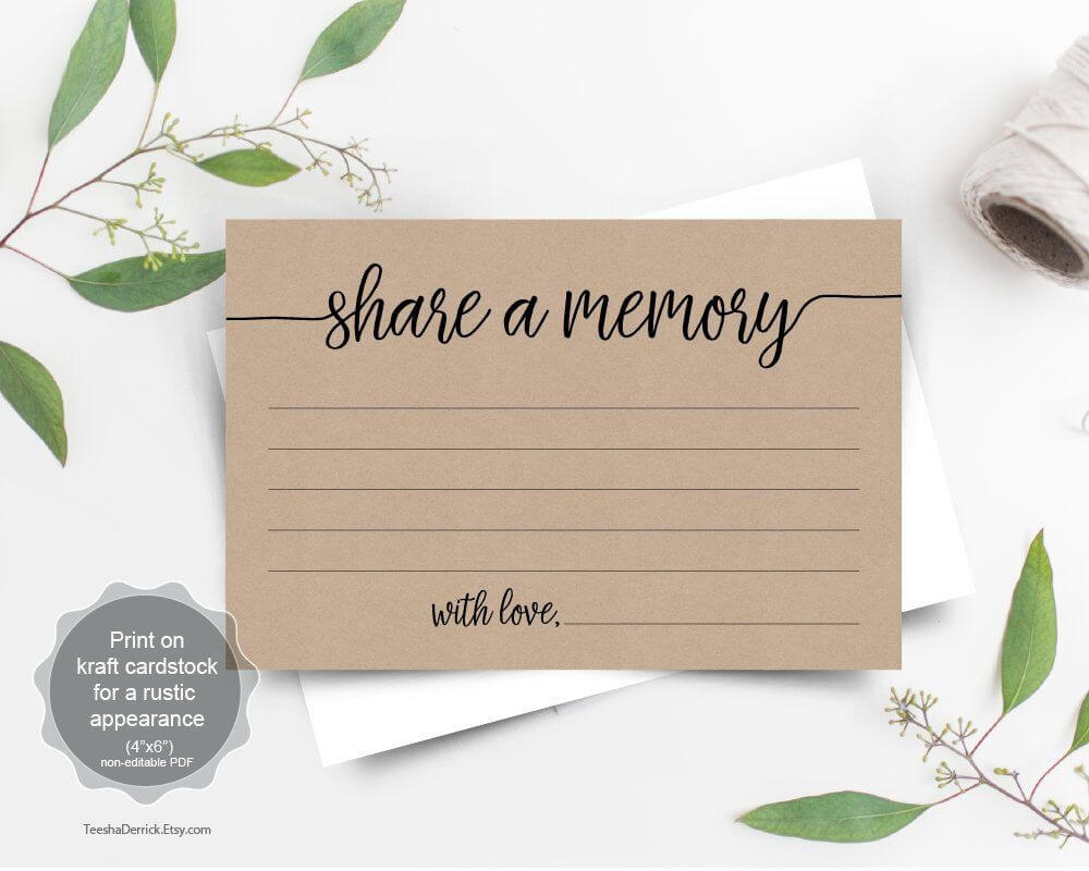 Share A Memory Card Template, Funeral Memory Card, Instant In In Memory Cards Templates