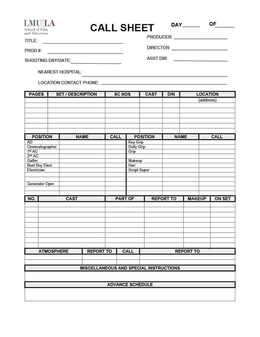 Sheet Call Template Printable Log Templates In Microsoft For Film Call Sheet Template Word