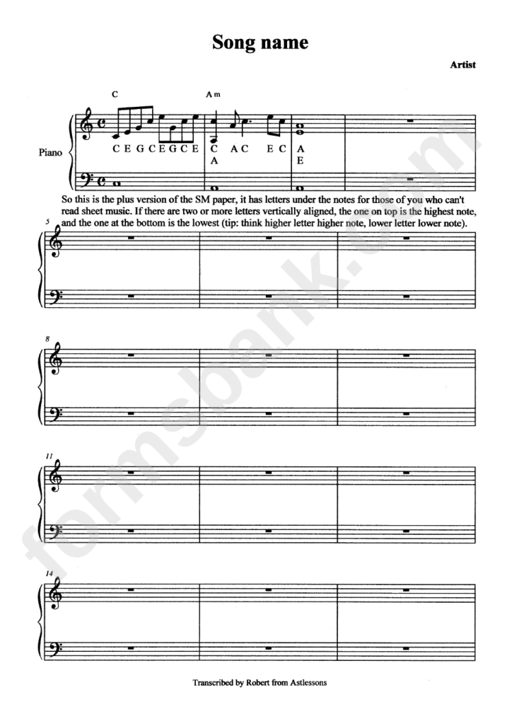 Sheet Music Sample Pdf Cue Template For Pages Word Guitar In Blank