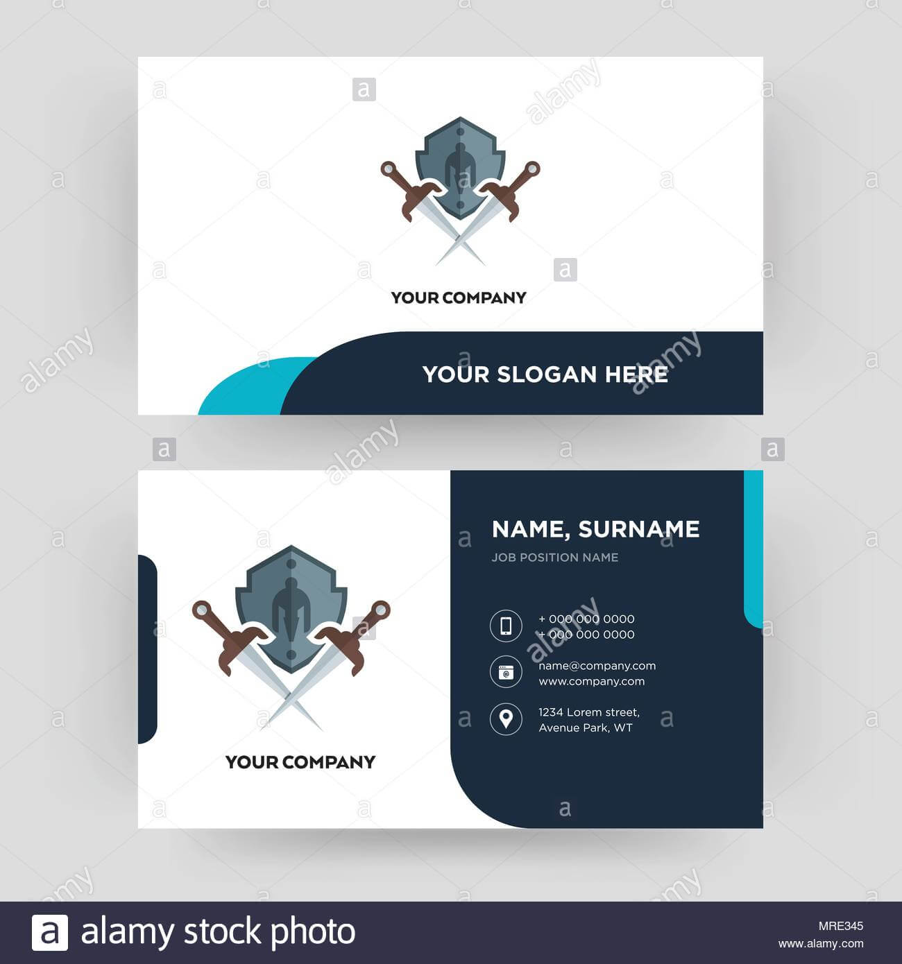 Shield And Sword, Business Card Design Template, Visiting For Shield Id Card Template