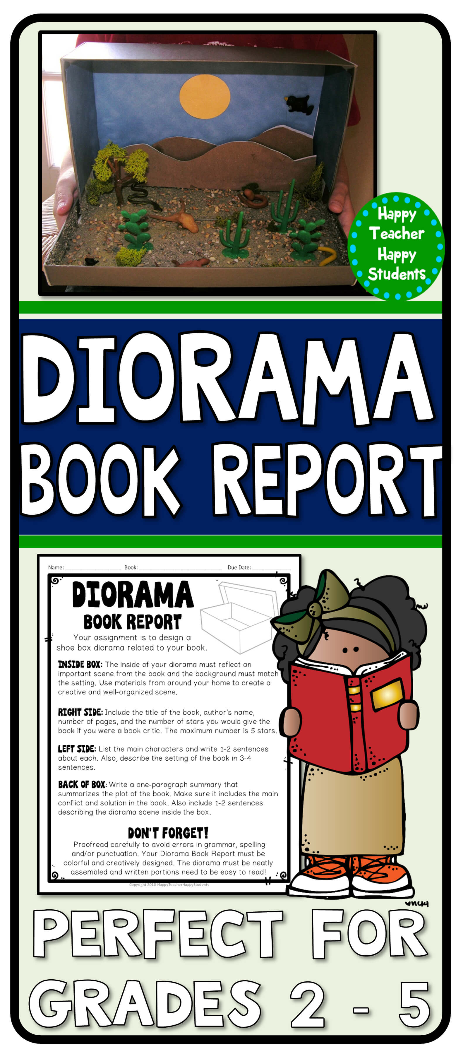 Shoe Box Diorama Book Report: Diorama For A Fiction Or Non With Paper Bag Book Report Template