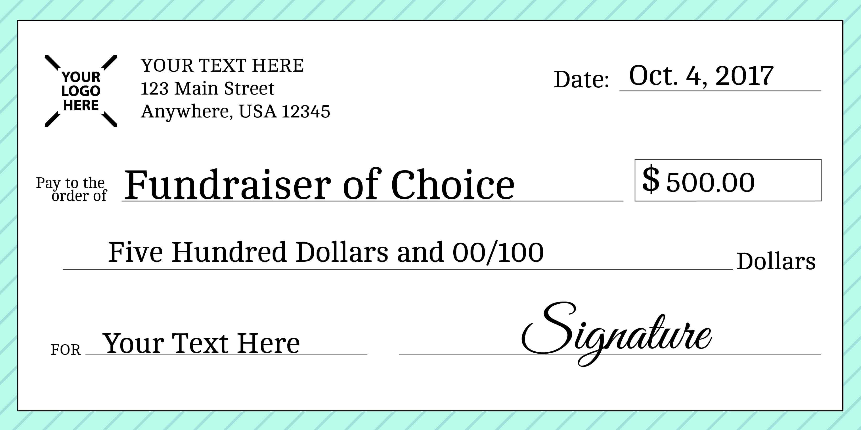 Signage 101 – Giant Check Uses And Templates | Signs Blog Inside Customizable Blank Check Template