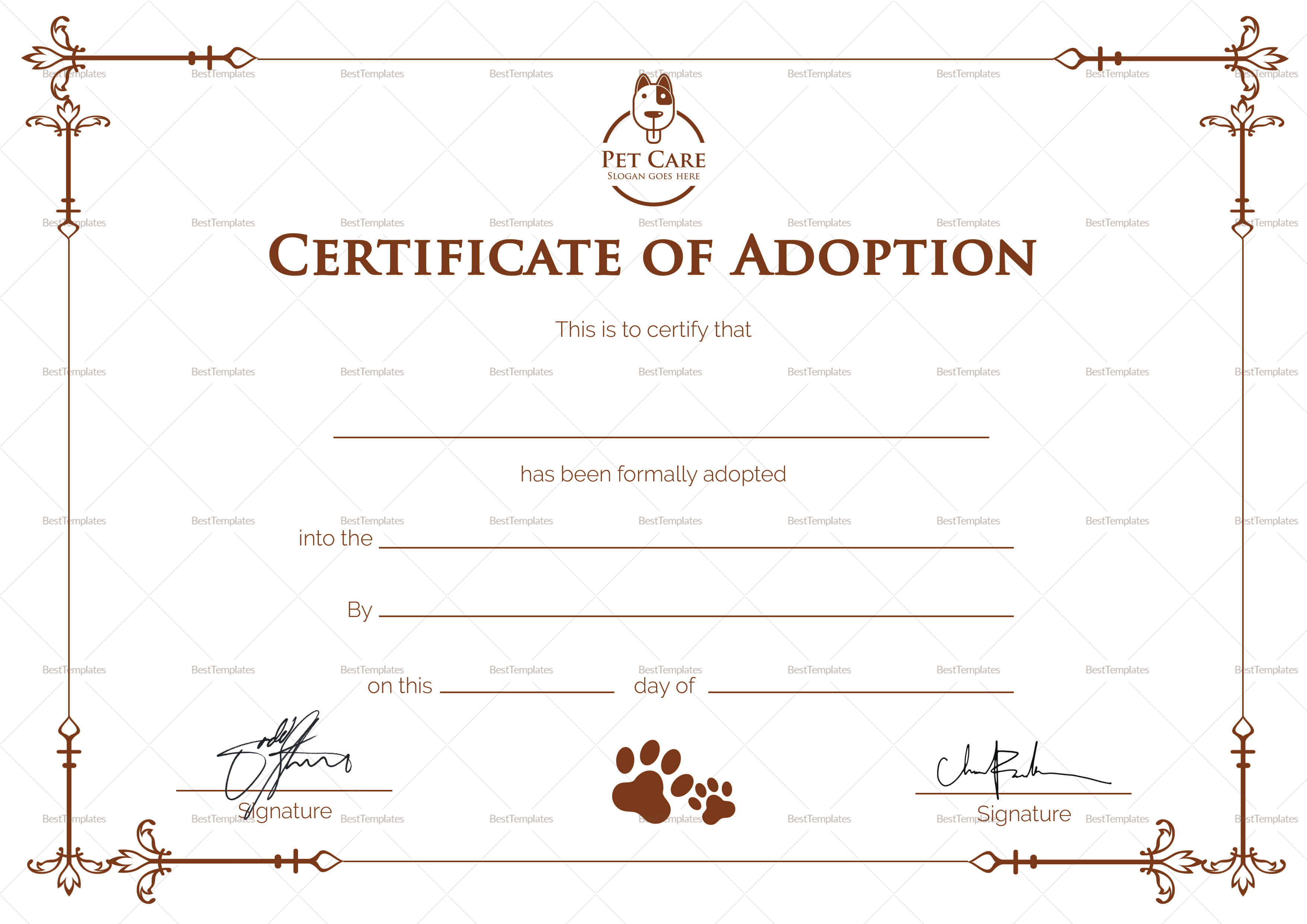 Simple Adoption Certificate Template In Adoption Certificate Template