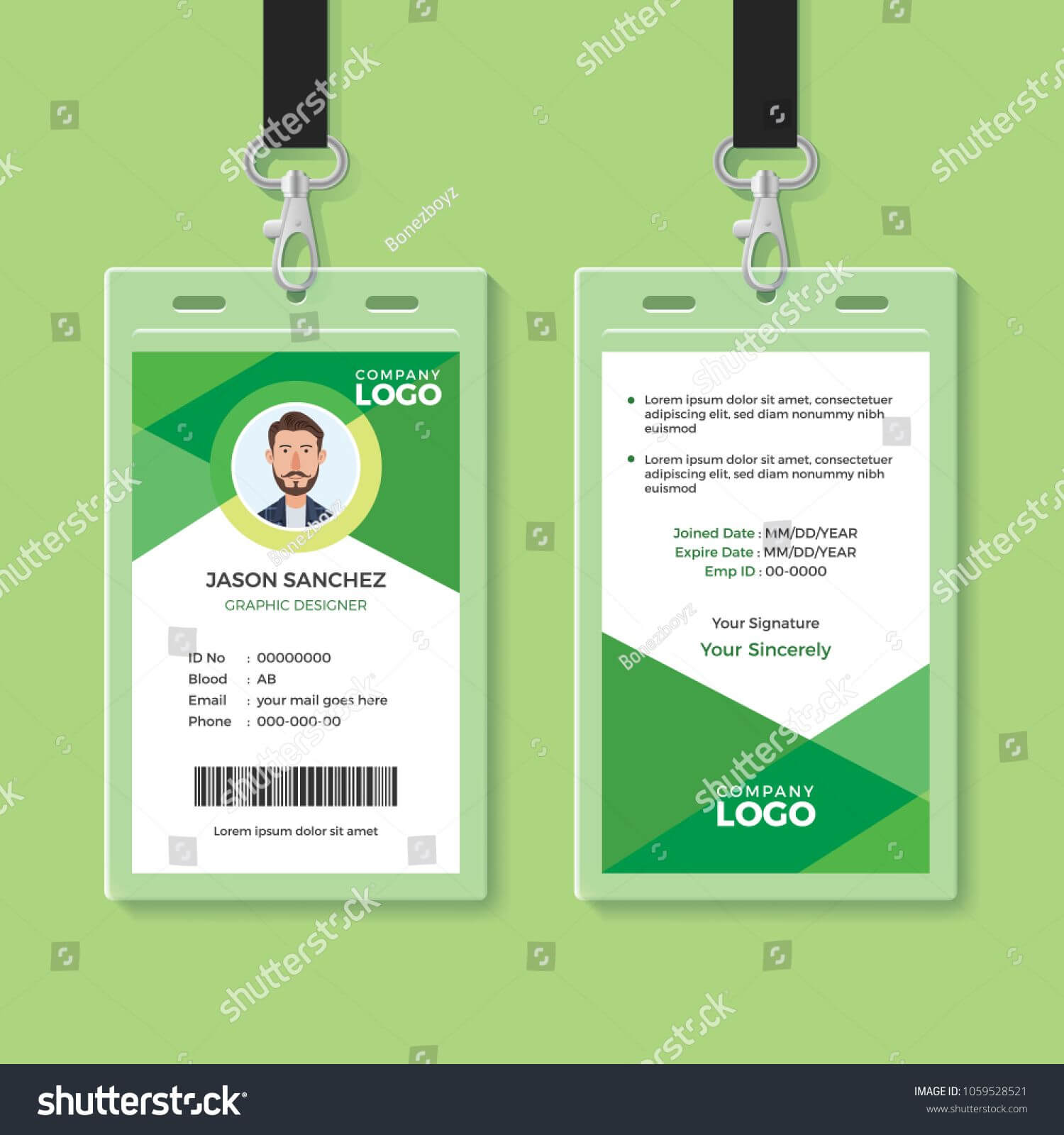 Simple And Clean Green Id Card Design Template Green#clean Throughout Company Id Card Design Template