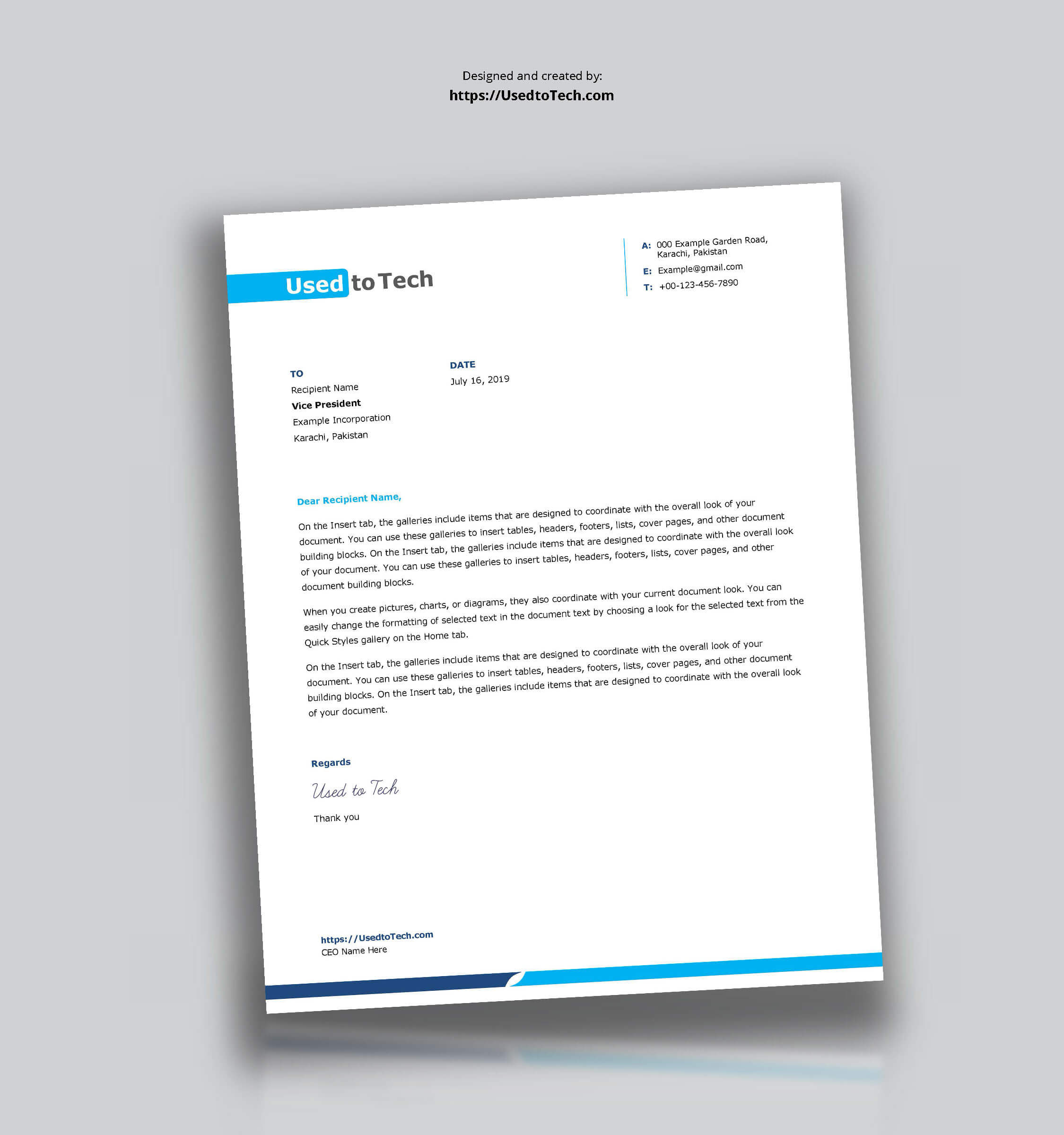 Simple And Clean Word Letterhead Template – Free – Used To Tech Throughout Word Stationery Template Free