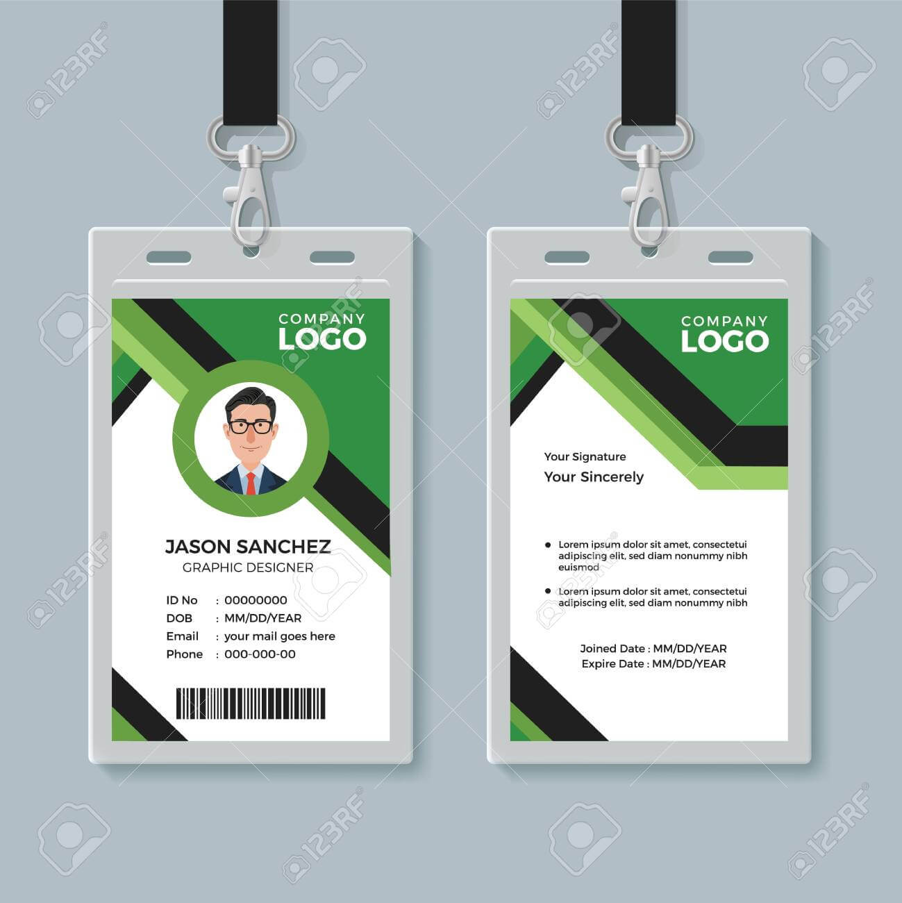 Simple Corporate Office Identity Card Design Template With Regard To Company Id Card Design Template