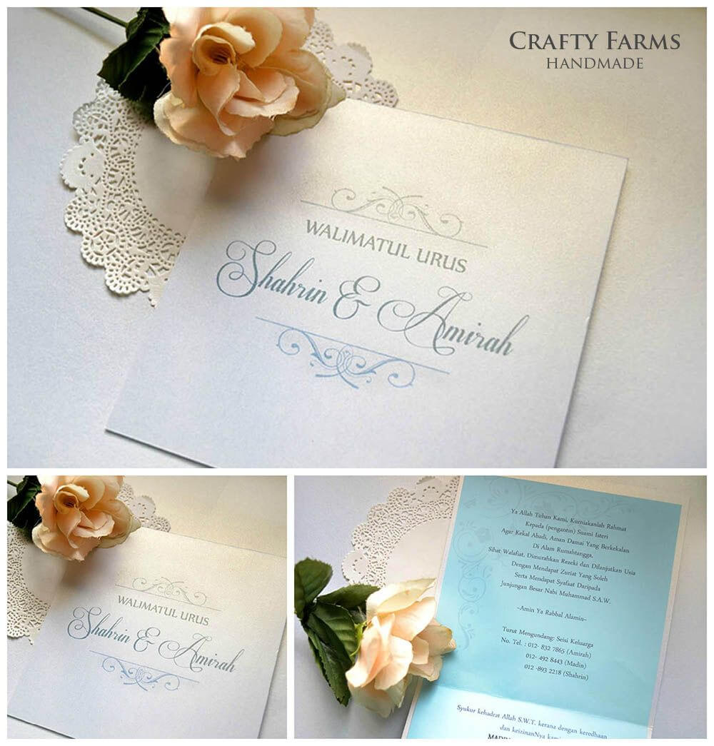 Simple Monogram Malay Handmade Wedding Invitation Card Within Sample Wedding Invitation Cards Templates