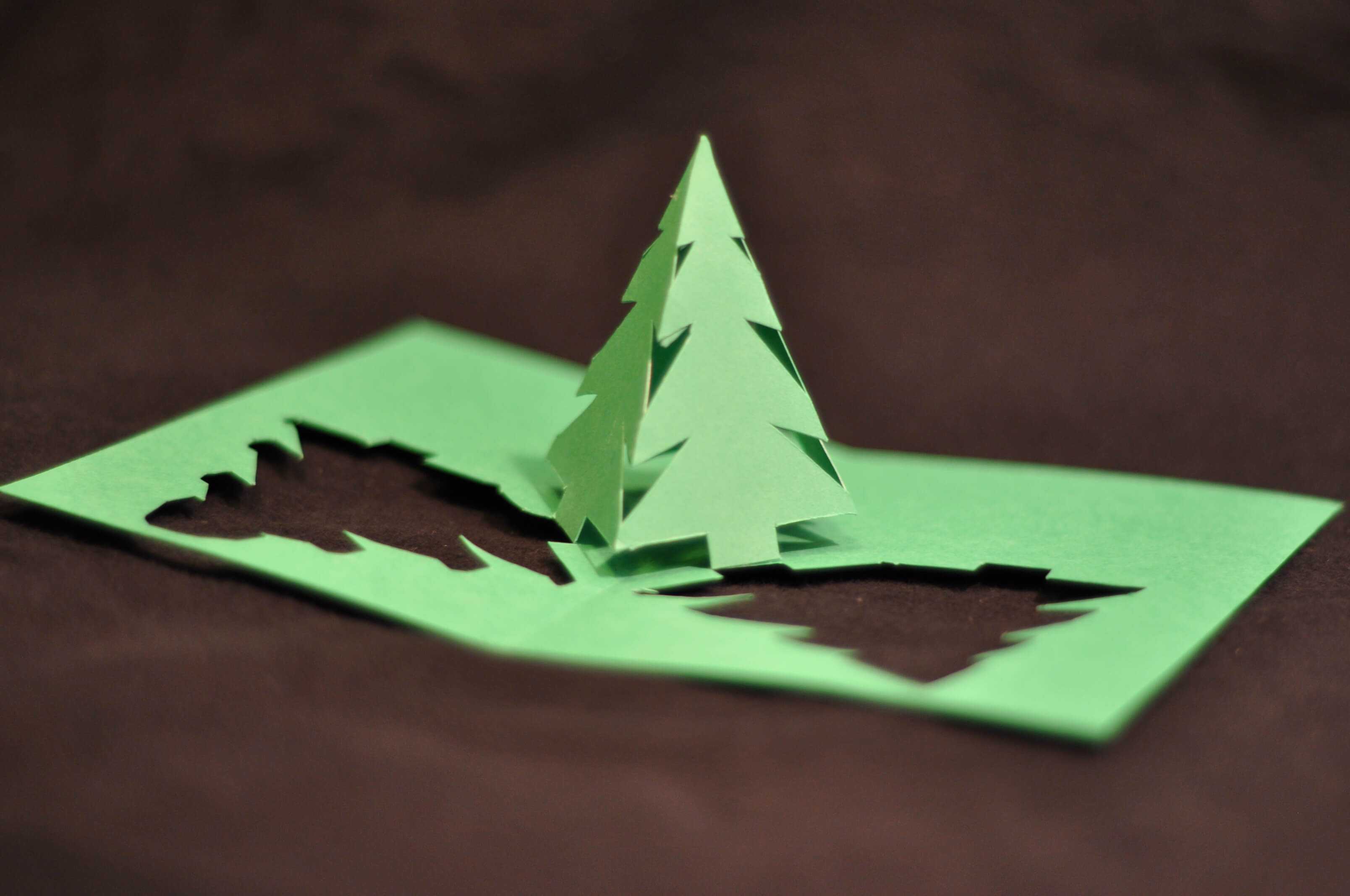 Simple Pyramid Christmas Tree Pop Up Card Template With Regard To 3D Christmas Tree Card Template