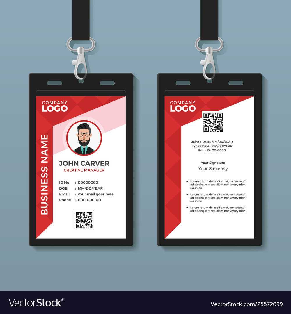 Simple Red Graphic Id Card Template Inside Id Card Template Ai