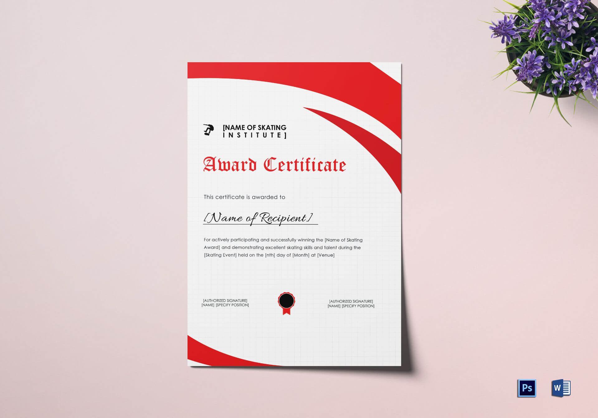 Skating Award Certificate Template With Mock Certificate Template