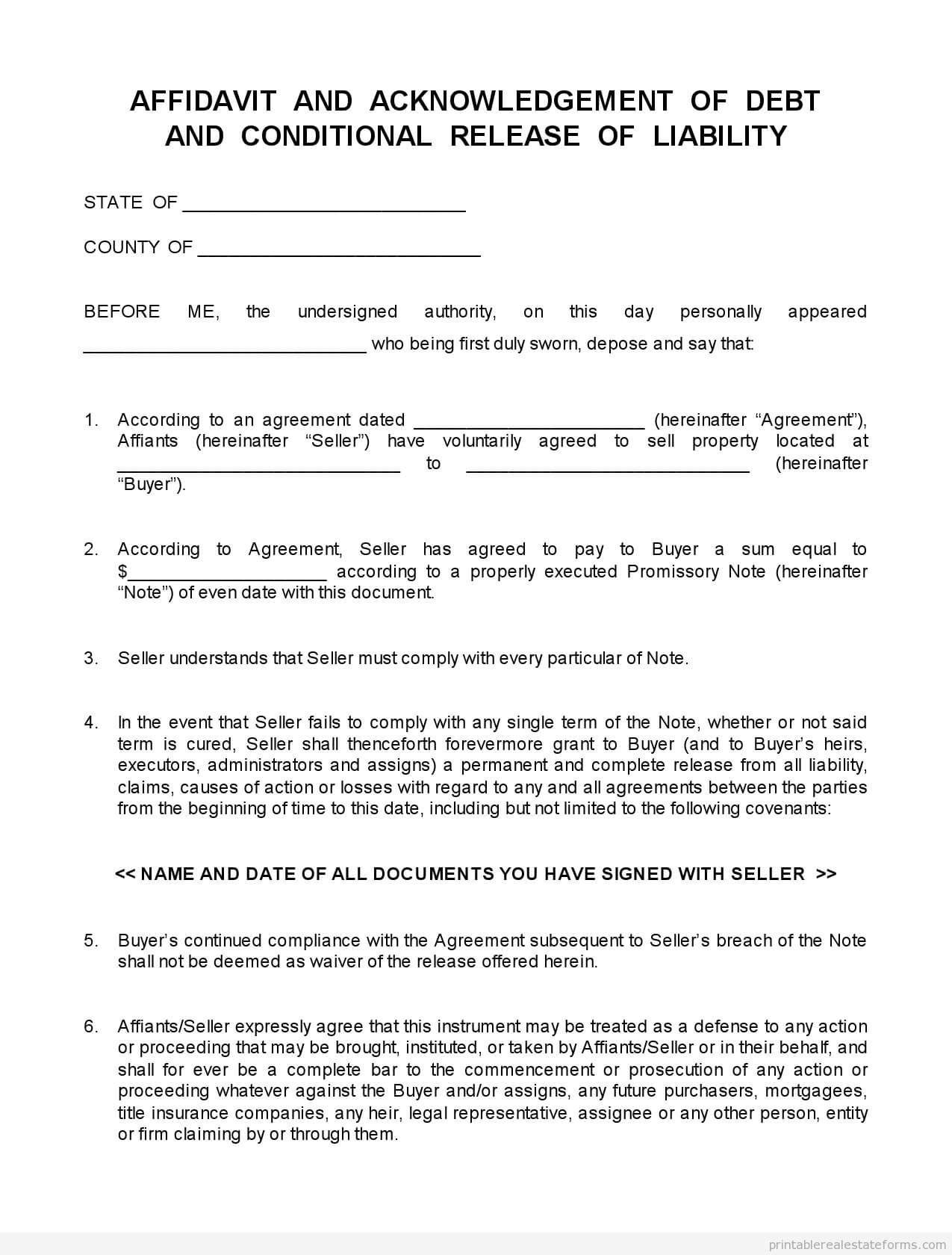 Sle Printable Closing Disclosure Conditional Release 4 In Blank Legal Document Template